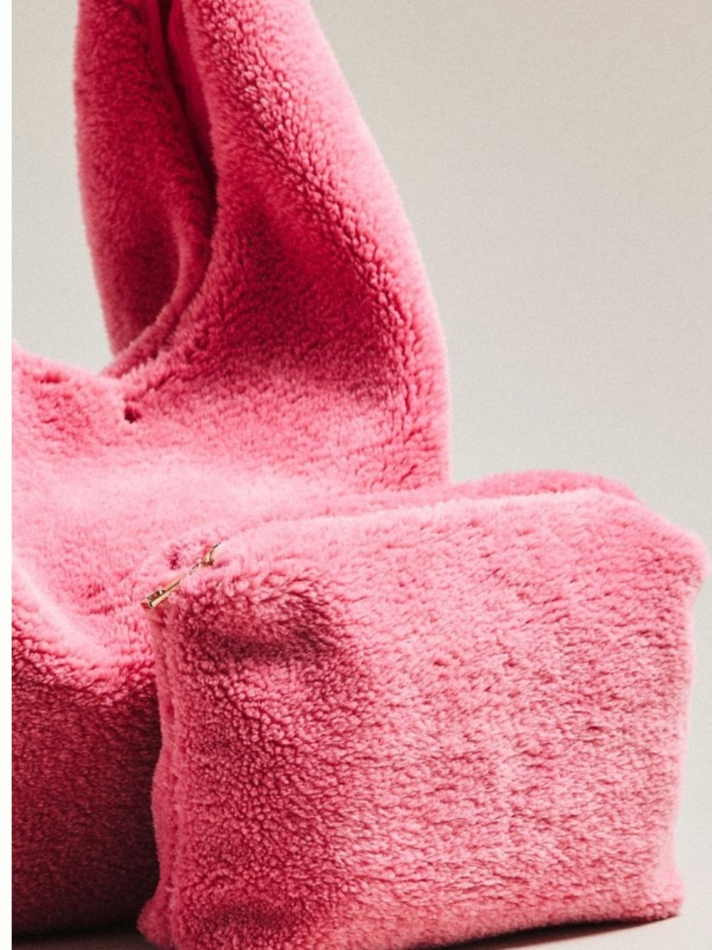 Anthropologie Pink Plush Teddy Shoulder Bag - Picture 3 of 3